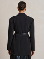 Belted Long Sleeve Lapel Blazer