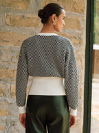 Metal Detail Chevron Knit Cardigan