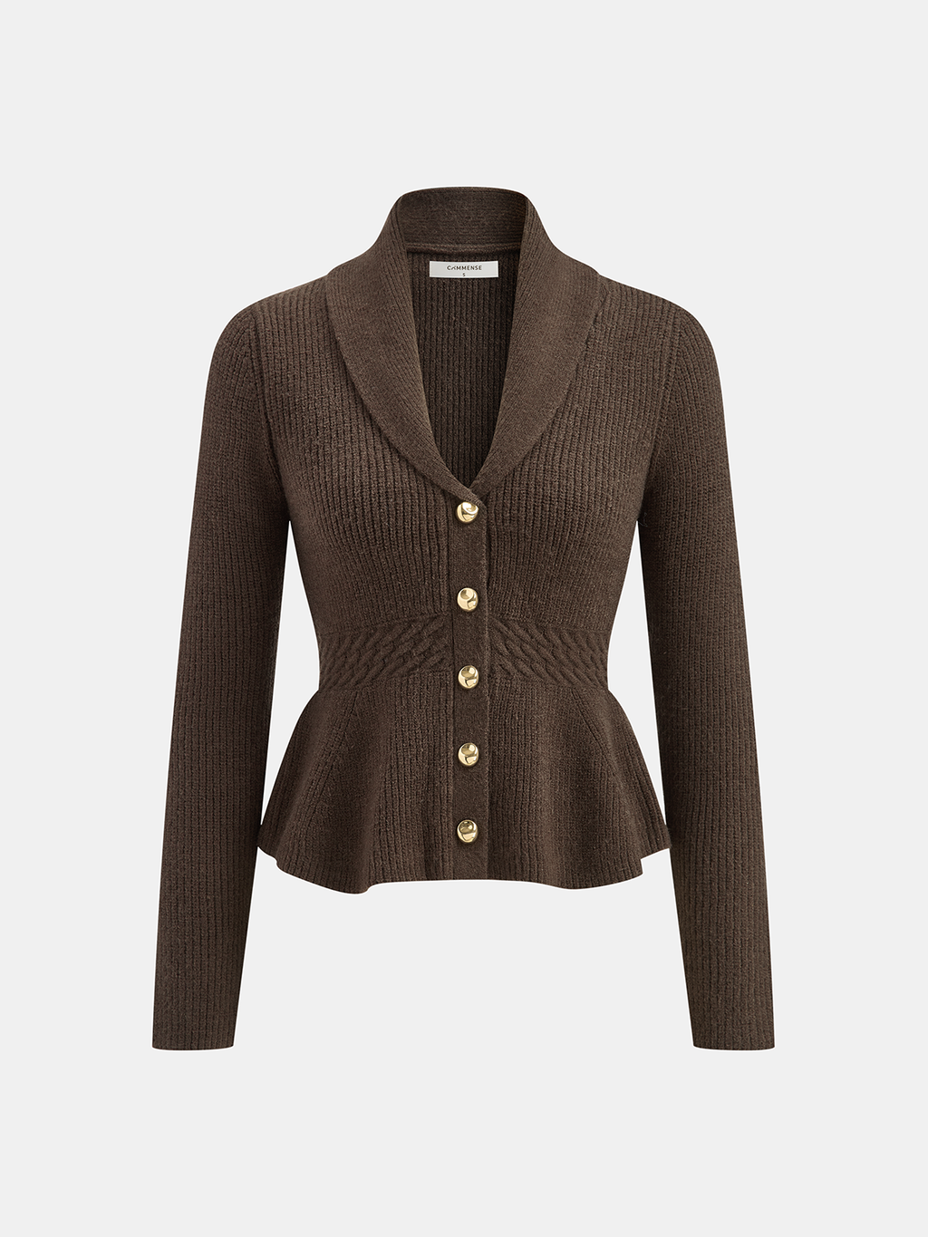 Shawl Collar Peplum Knit Cardigan