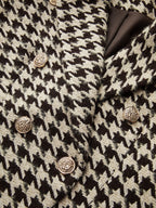 Metal Button Houndstooth Tweed Blazer