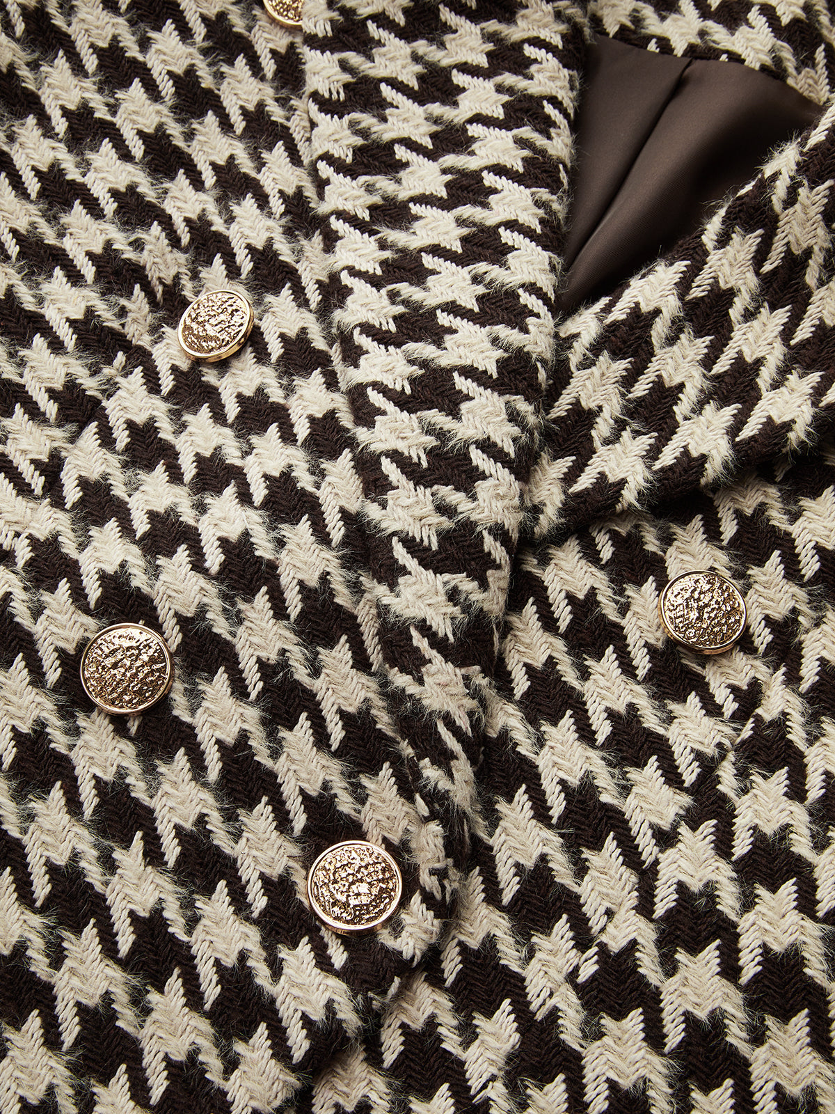 Metal Button Houndstooth Tweed Blazer