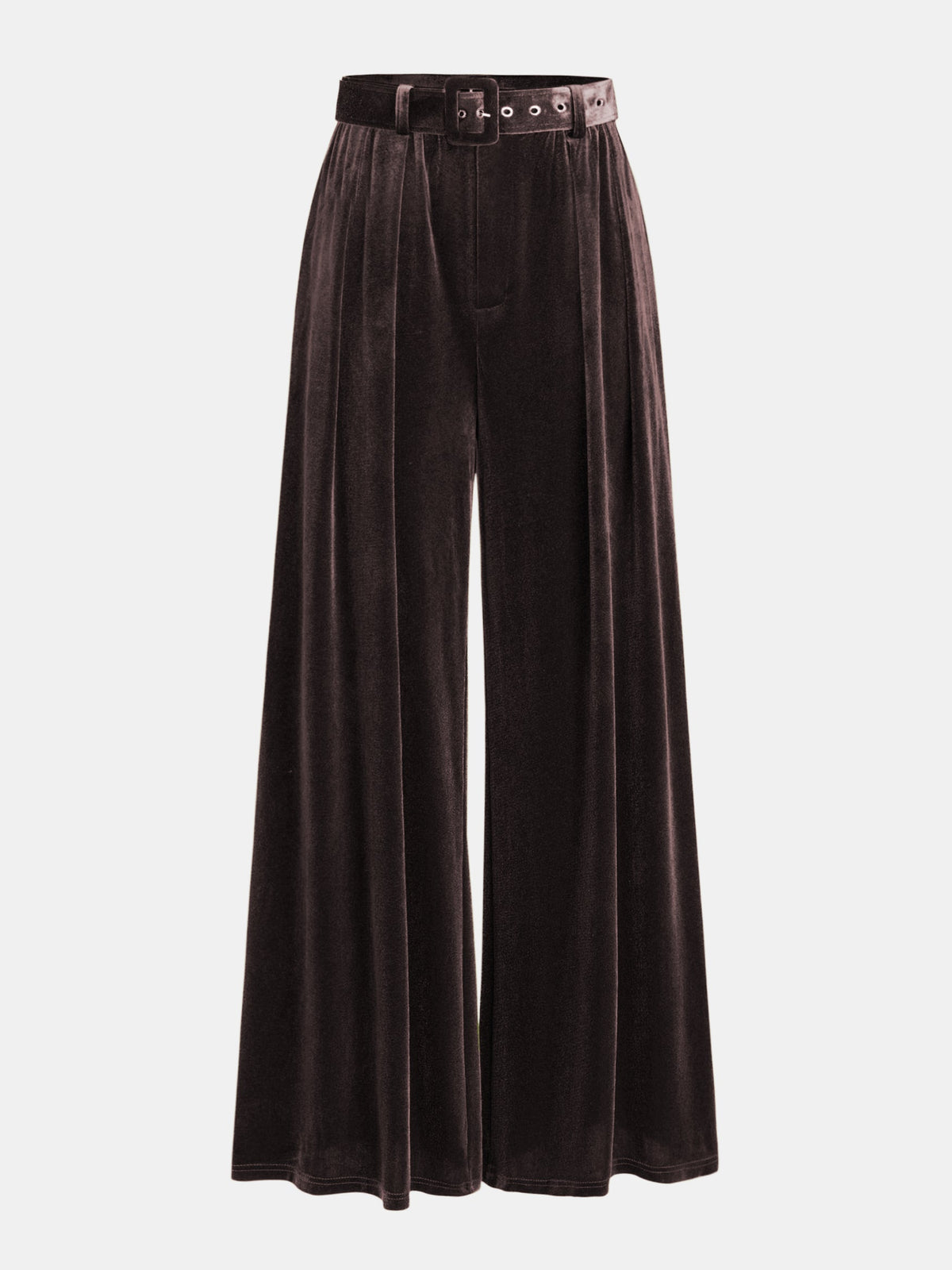 Pantalón Ancho Plisado de Terciopelo con Cinturón