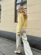 Wool Blend Collared Knit Cardigan