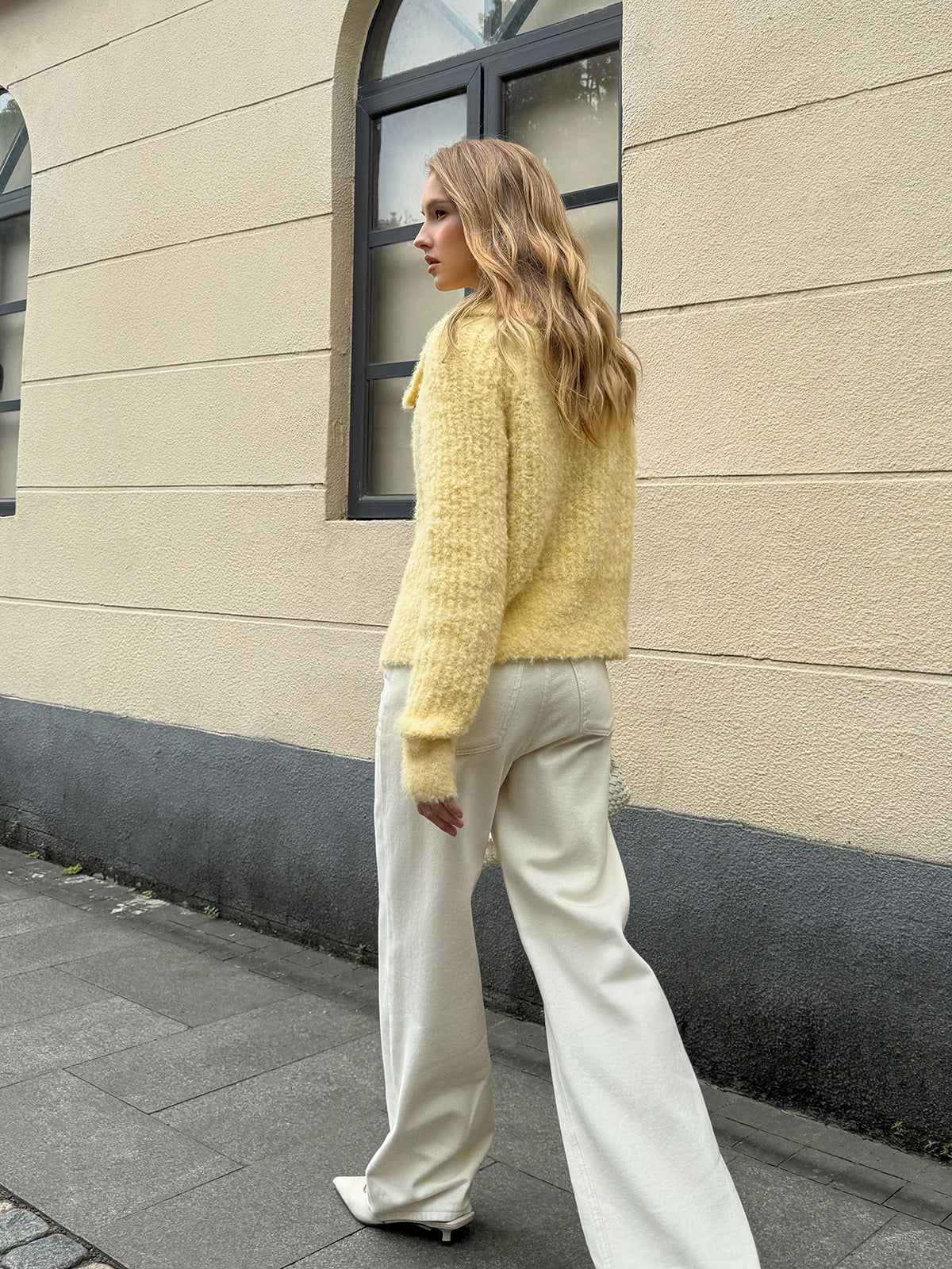 Wool Blend Collared Knit Cardigan