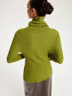 Shawl Collar Wool-Blend Ribbed Cardigan