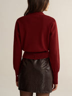 Button-Front V-Neck Cropped Cardigan
