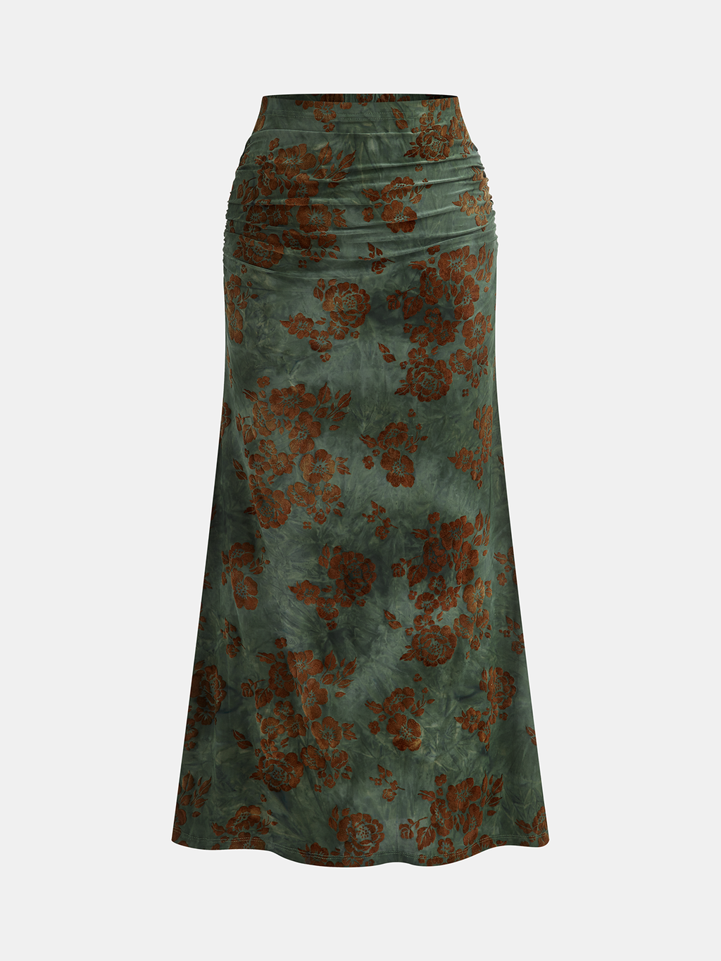 Falda Maxi Fruncida de Jacquard Floral