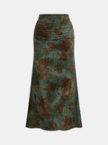 Falda Maxi Fruncida de Jacquard Floral