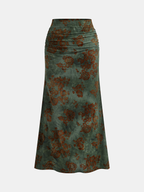 Falda Maxi Fruncida de Jacquard Floral