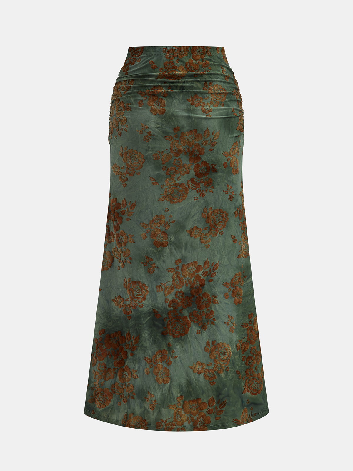 Falda Maxi Fruncida de Jacquard Floral