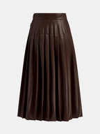Falda Midi de Piel Sintética con Doble Hebilla