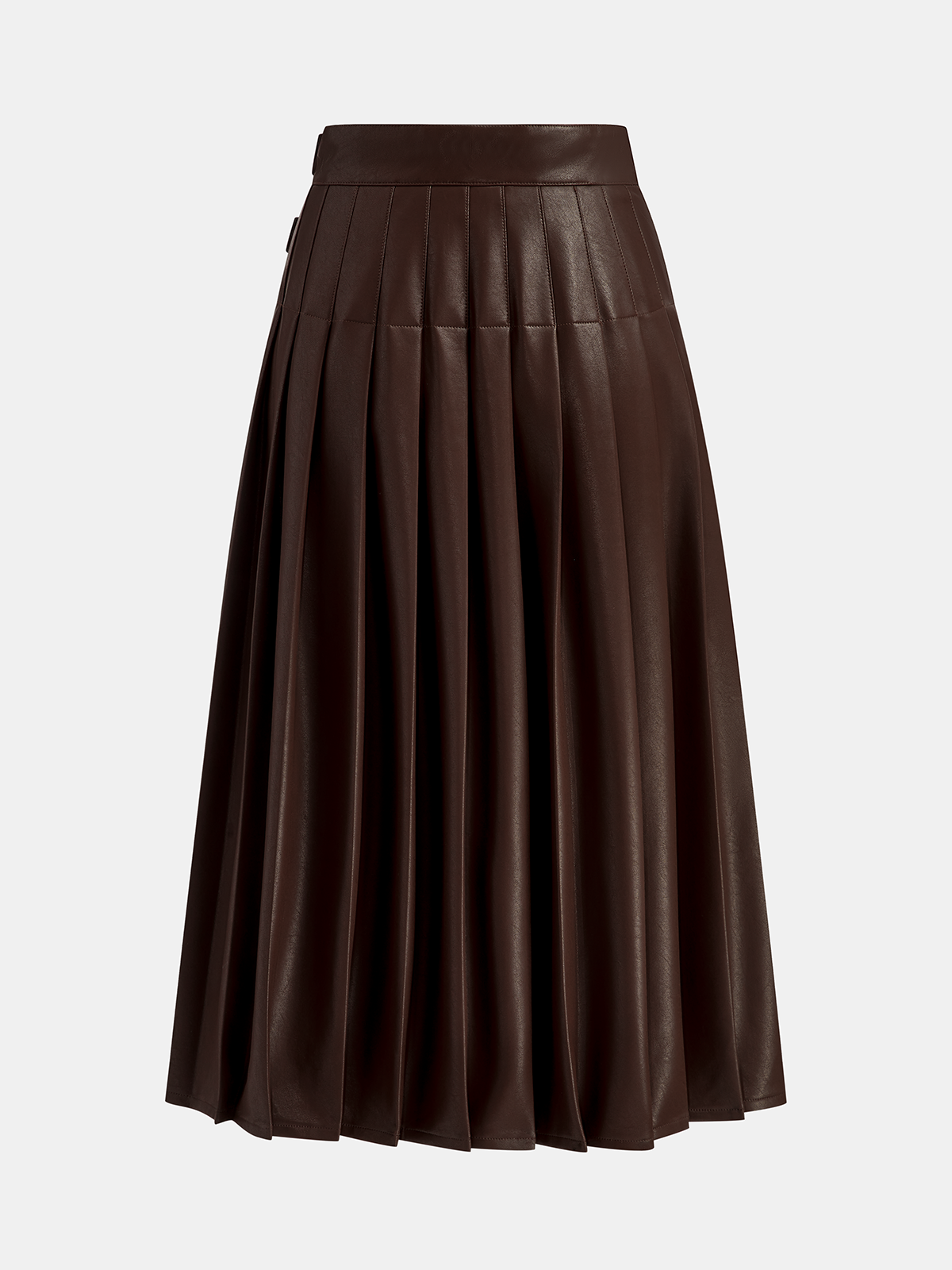 Falda Midi de Piel Sintética con Doble Hebilla