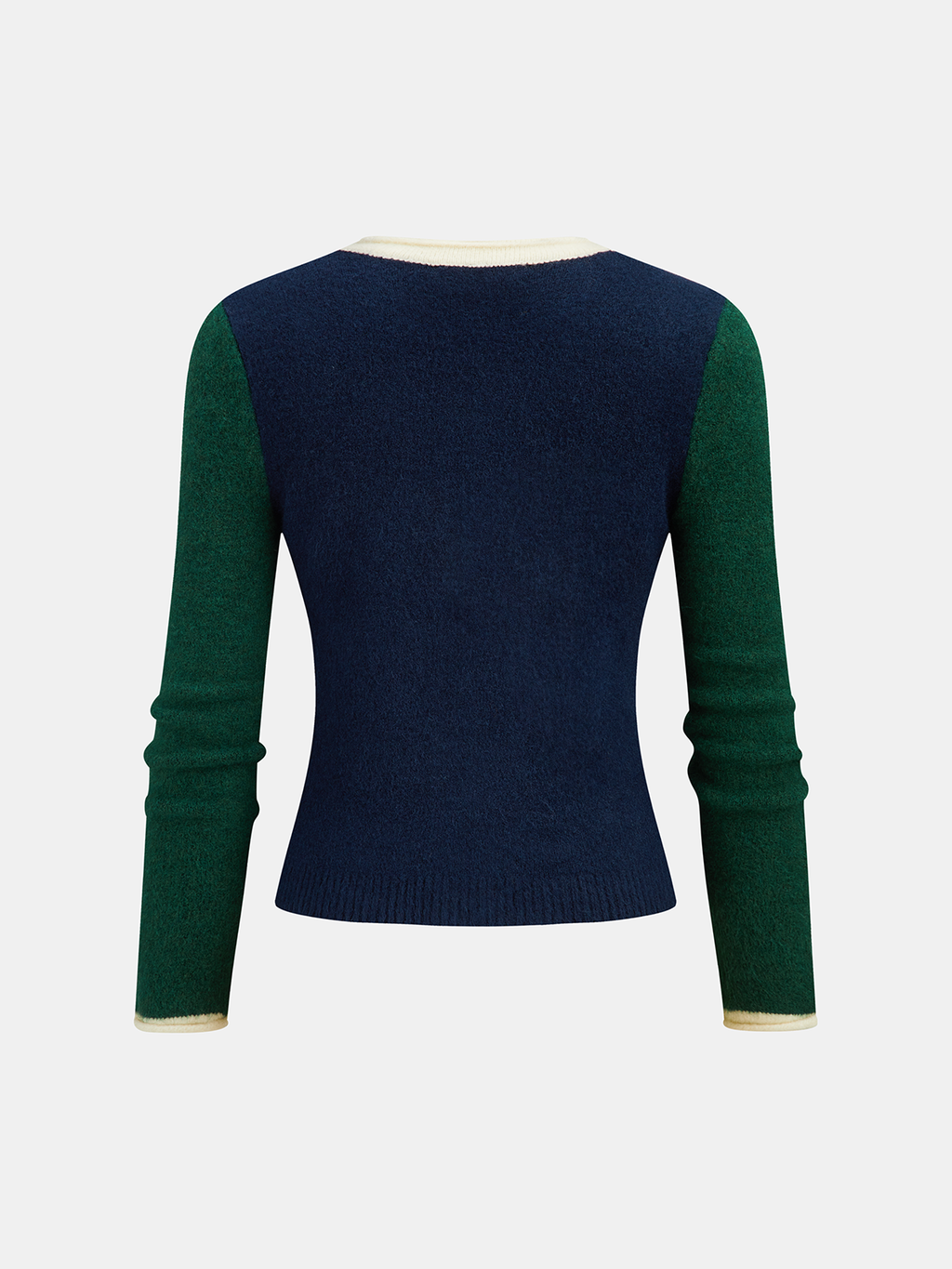 Color Block Button Slim Wool Blend Cardigan