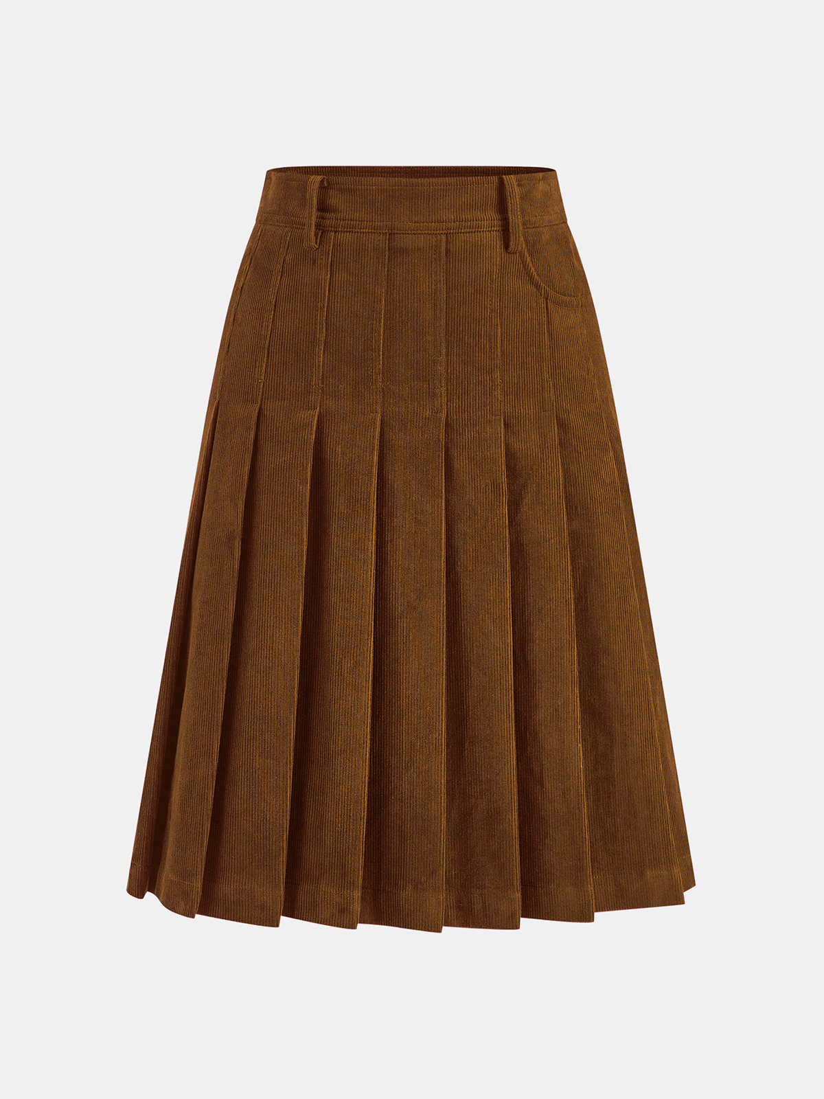 Falda Midi Plisada de Pana