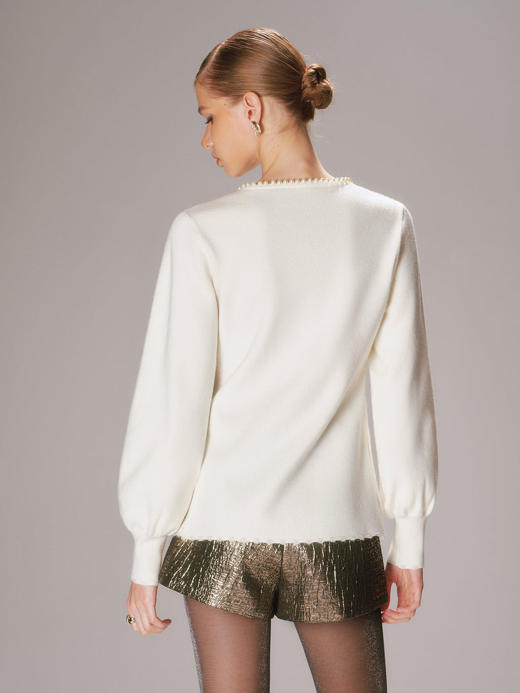 Pearl Trim Knit Cardigan