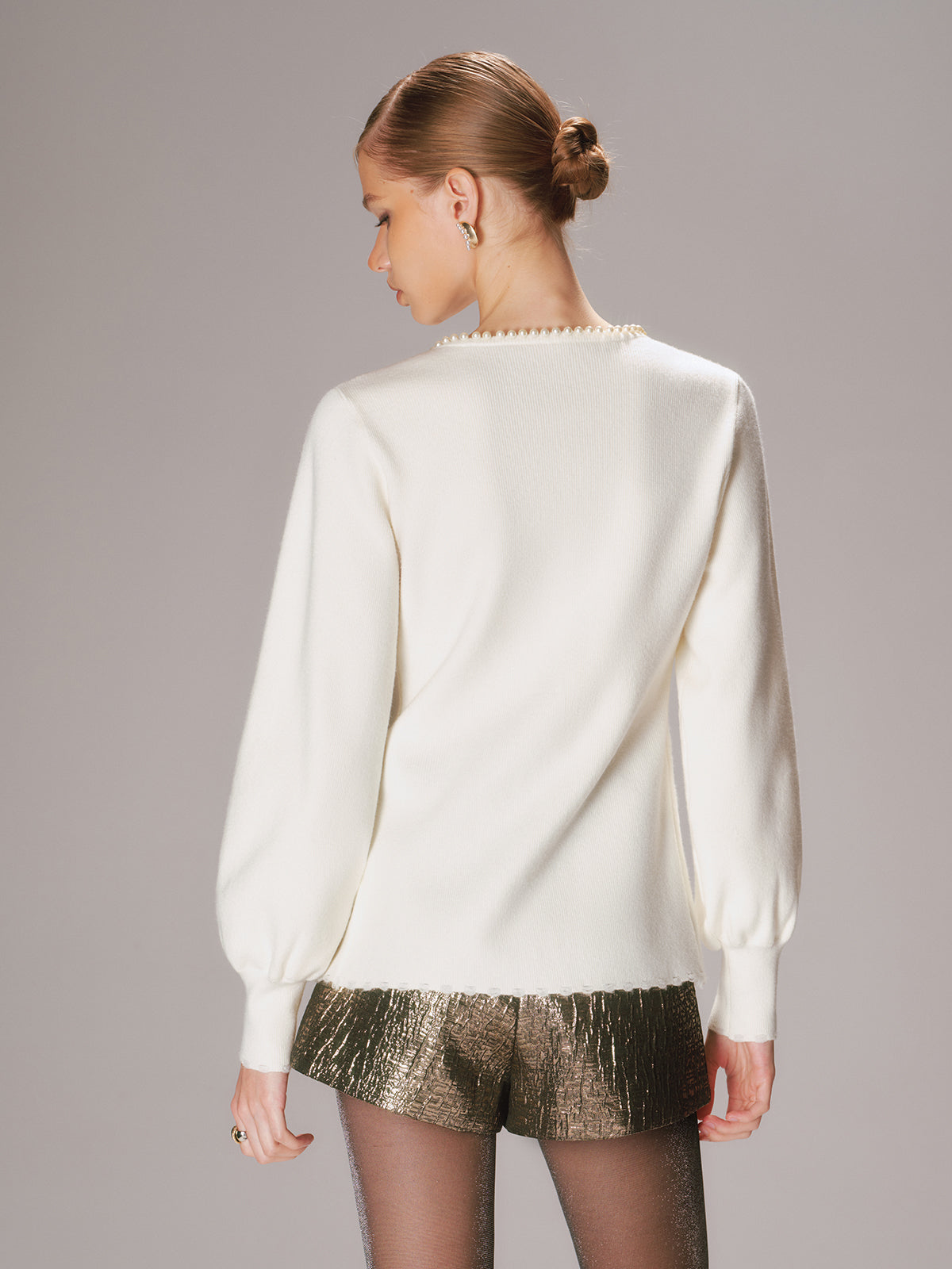 Pearl Trim Knit Cardigan