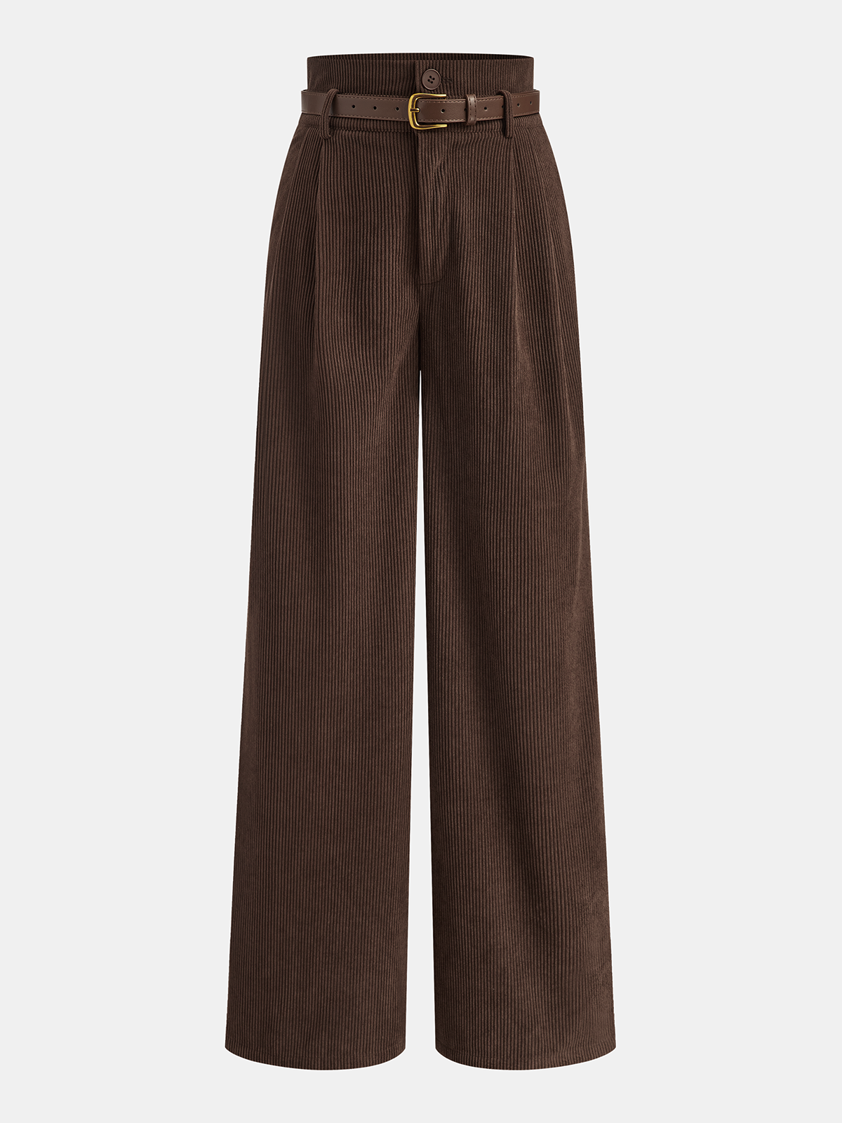Pantalón de Pana de Cintura Alta con Cinturón