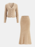 Mohair Knit Cardigan and Mermaid Skirt Set