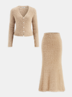 Mohair Knit Cardigan and Mermaid Skirt Set