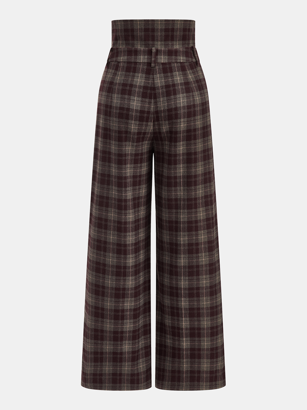 Pantalón Ancho a Cuadros de Cintura Alta