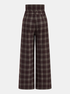 Pantalón Ancho a Cuadros de Cintura Alta