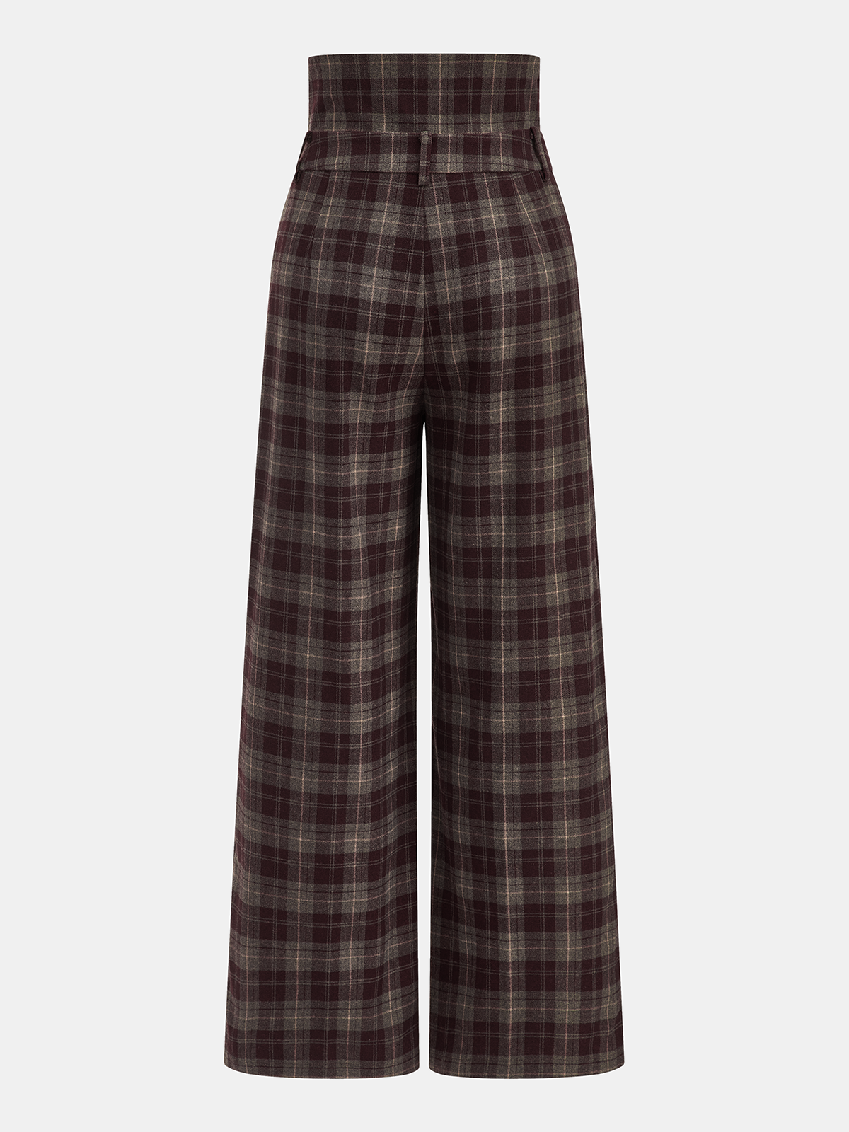 Pantalón Ancho a Cuadros de Cintura Alta