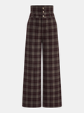 Pantalón Ancho a Cuadros de Cintura Alta
