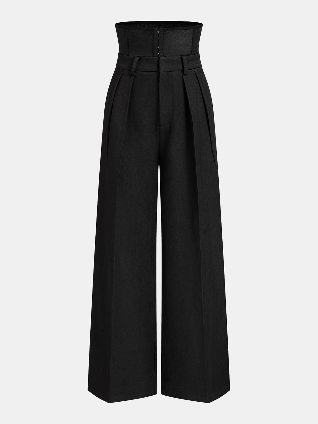 Pantalón Ancho Plisado con Cintura Corset