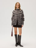 Loose Fair Isle Knit Button Front Cardigan