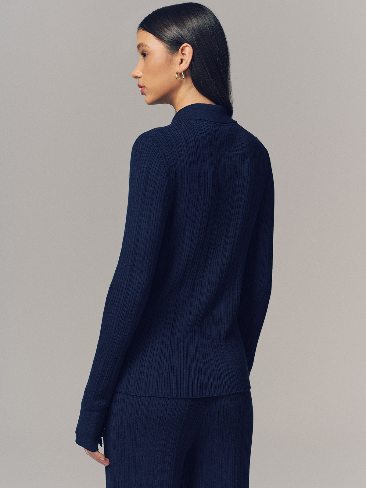 Textured Wool-Blend Collared Cardigan