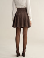 Minifalda Plisada de Pata de Gallo de Cintura Alta