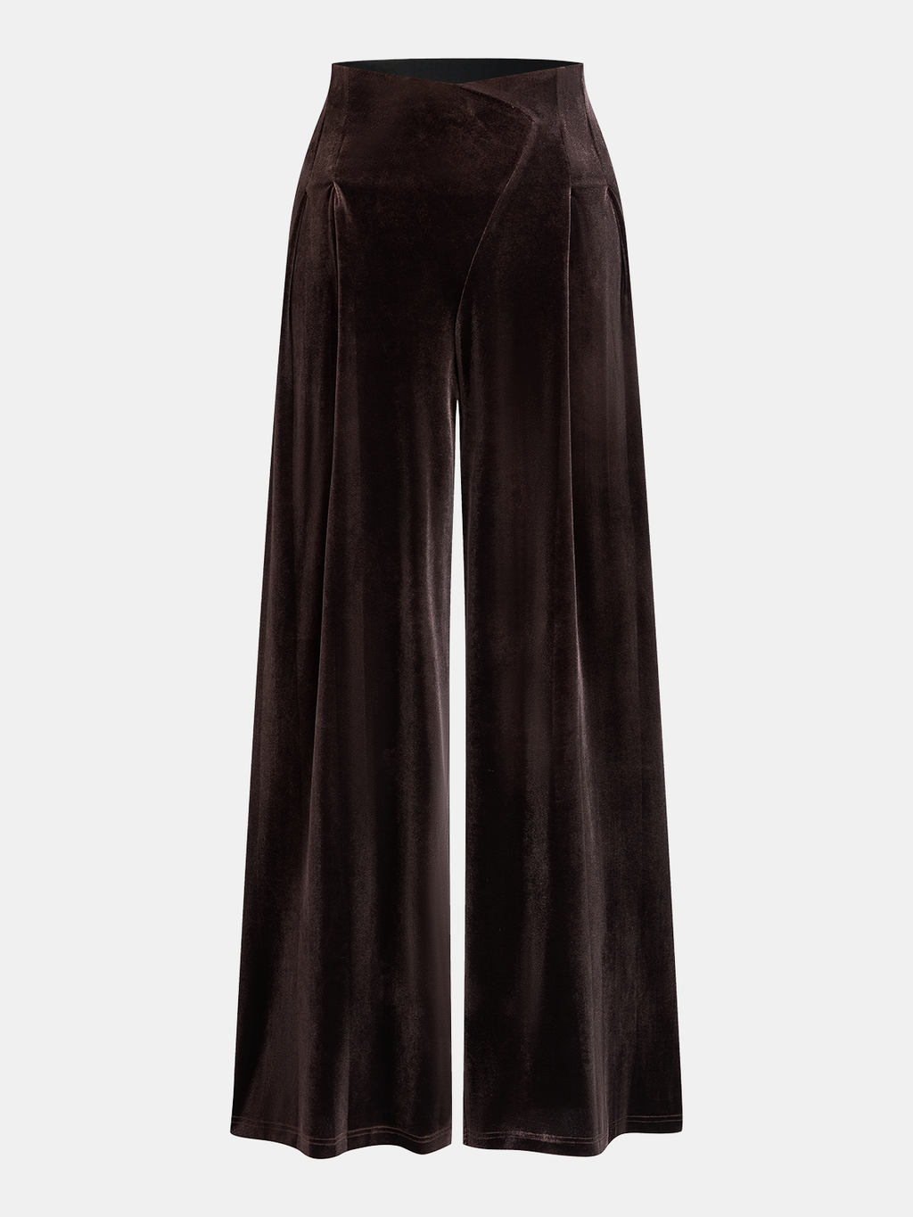 Pantalón Ancho de Terciopelo con Cintura Asimétrica
