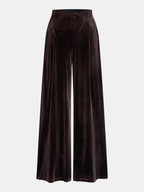 Pantalón Ancho de Terciopelo con Cintura Asimétrica