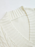 Belted Cable-Knit Cardigan with Metal Button Detail