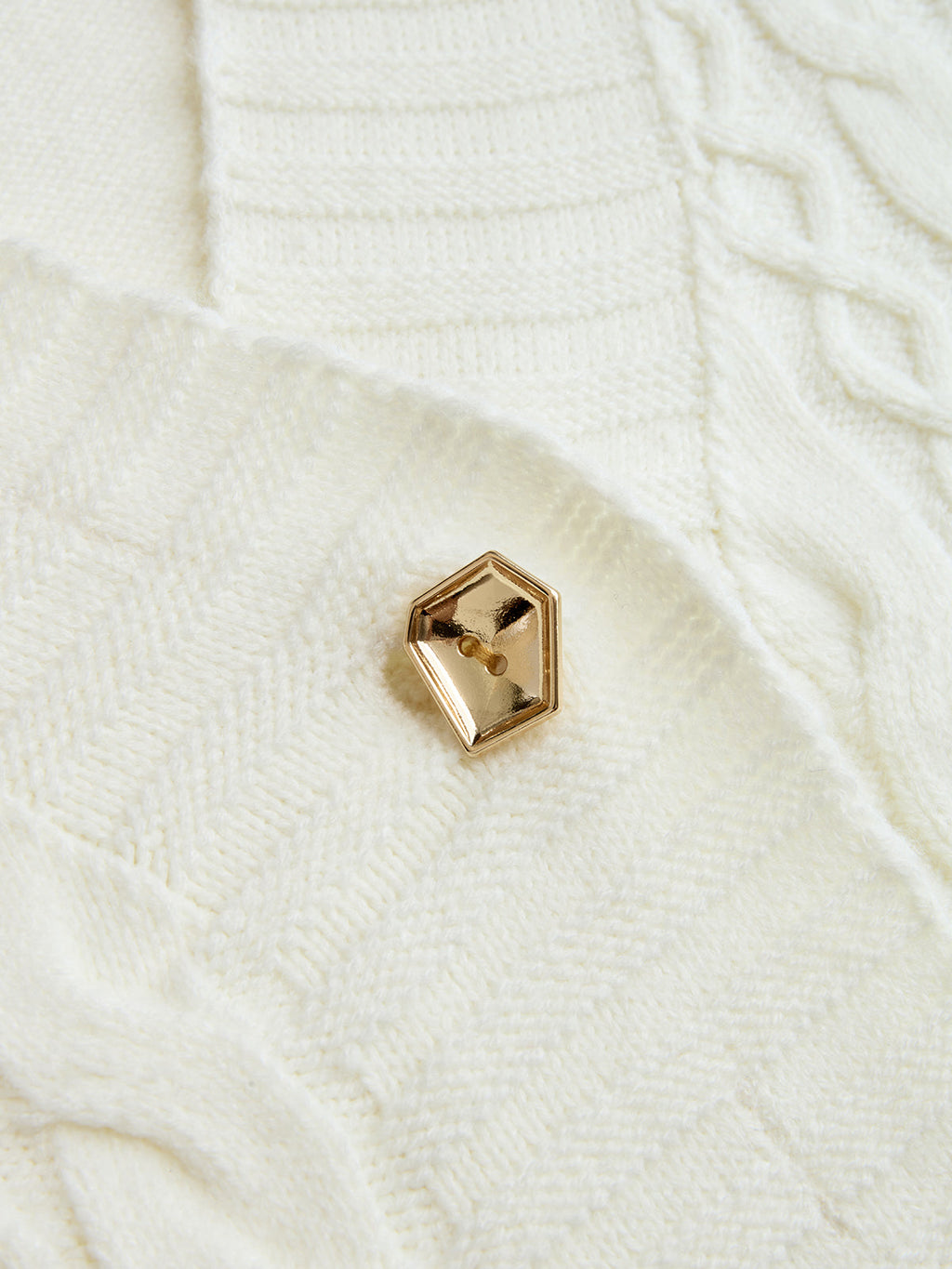 Belted Cable-Knit Cardigan with Metal Button Detail