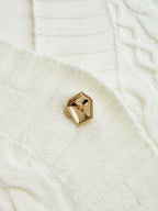 Belted Cable-Knit Cardigan with Metal Button Detail