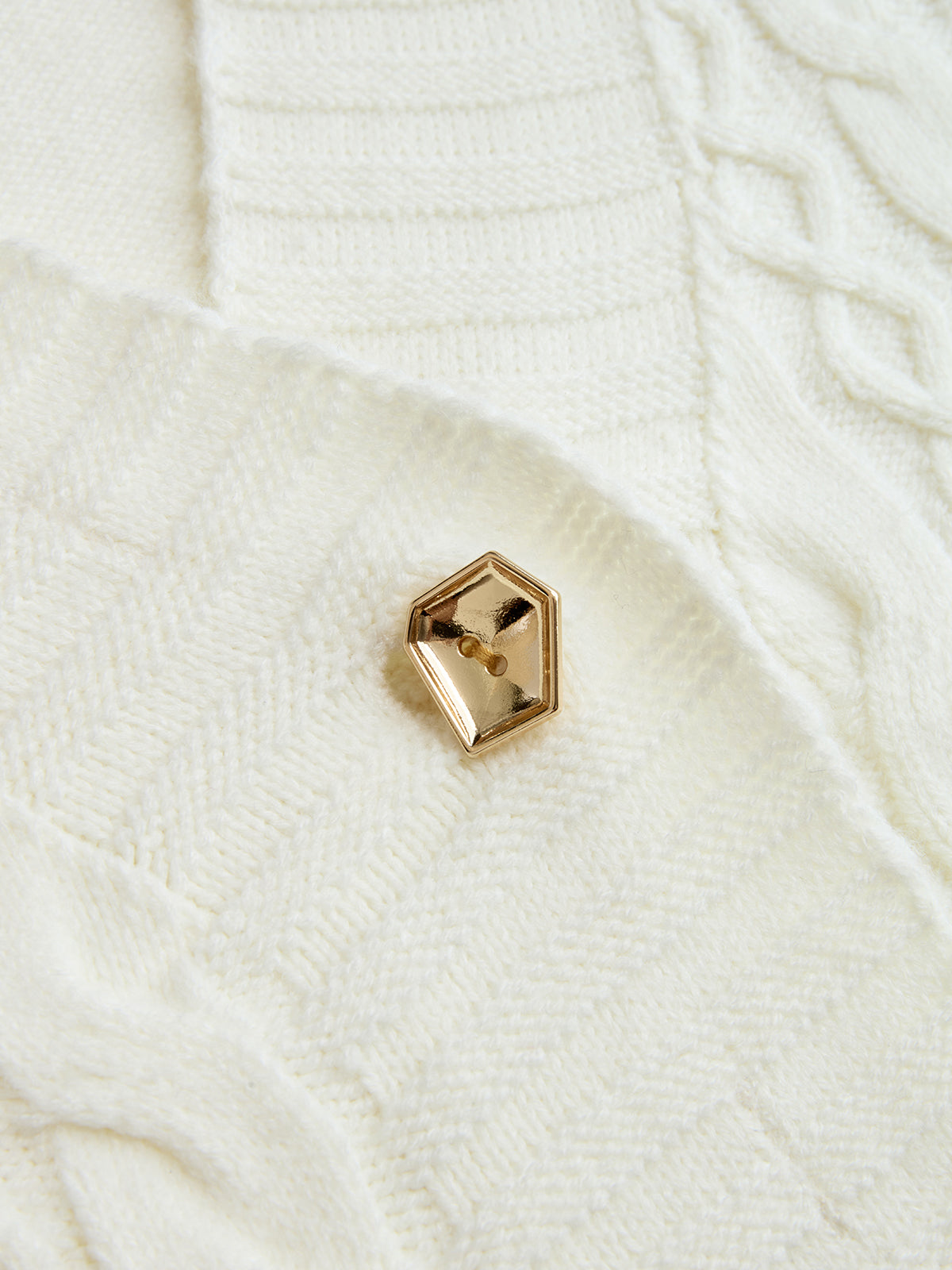 Belted Cable-Knit Cardigan with Metal Button Detail