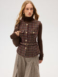 Belted Tweed Sleeveless Vest