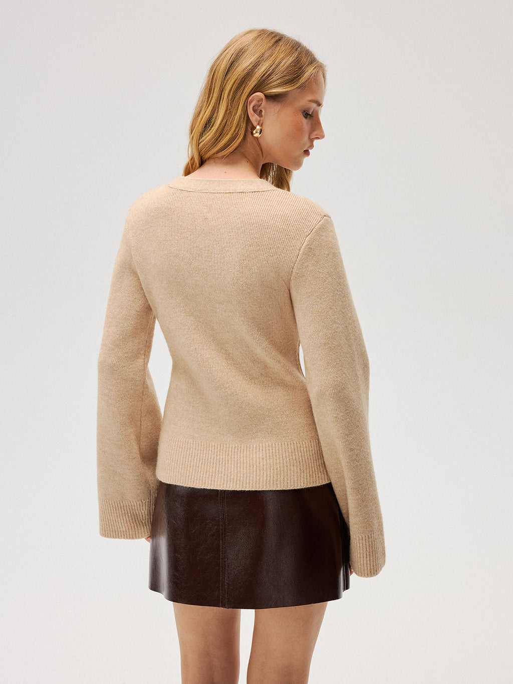 V-Neck Button Knit Cardigan