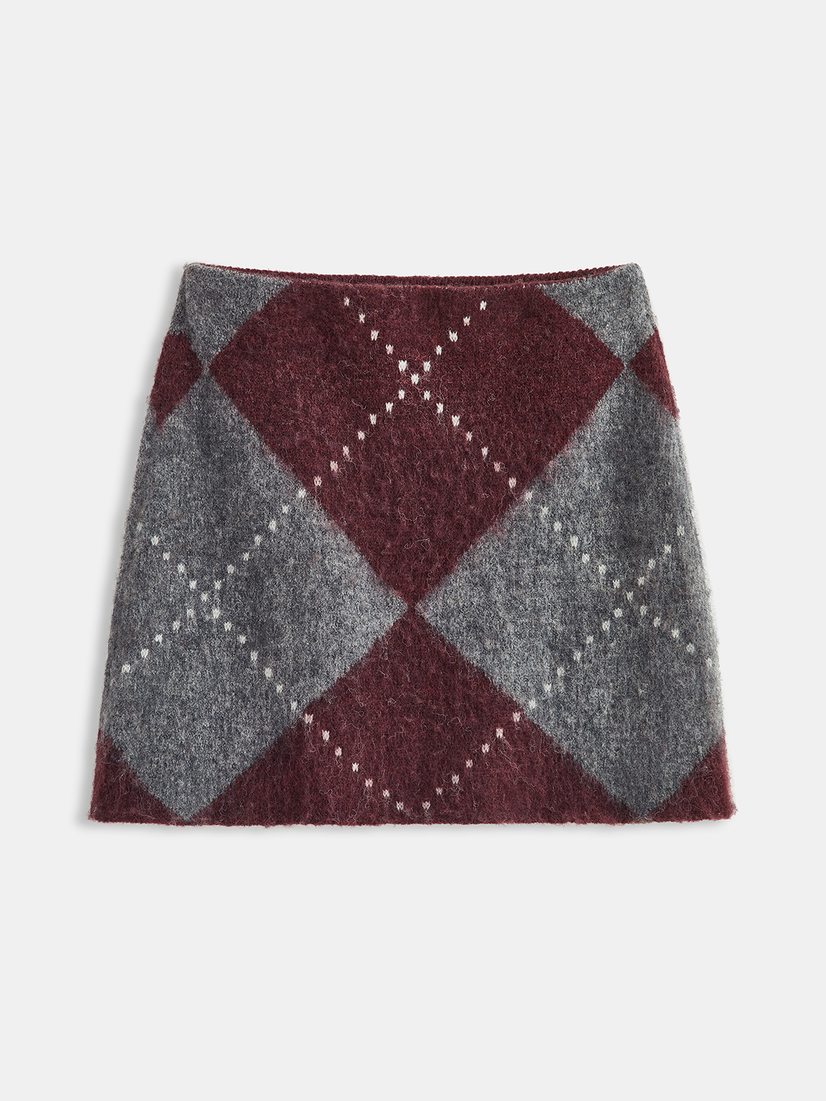 Minifalda de Mezcla de Lana con Estampado de Rombos