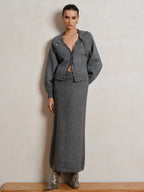 Lace-Up Trim V-Neck Cardigan