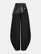 Pantalón Farol con Panel de Piel Sintética