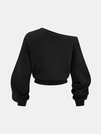 Conjunto de Sudadera con Hombros Descubiertos y Pantalón con Cordón