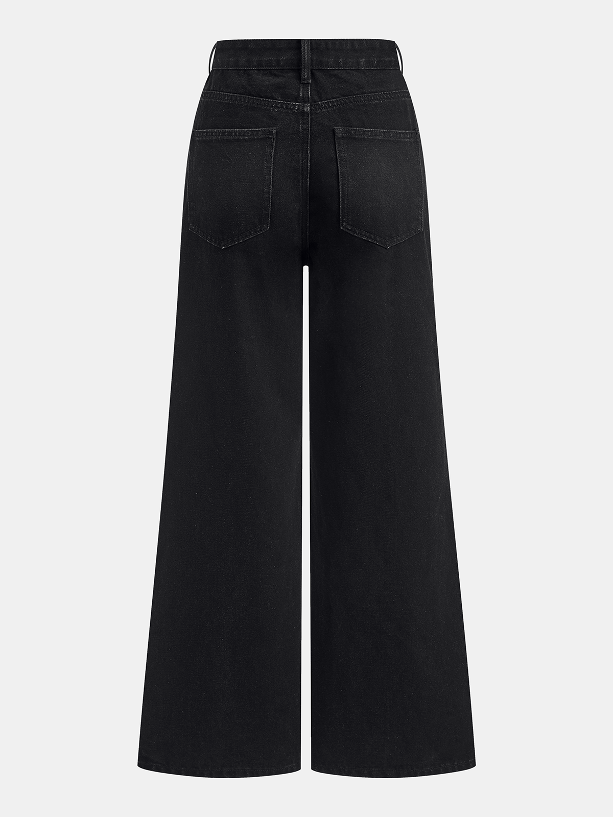 Jeans Anchos con Detalle de Botones Metálicos
