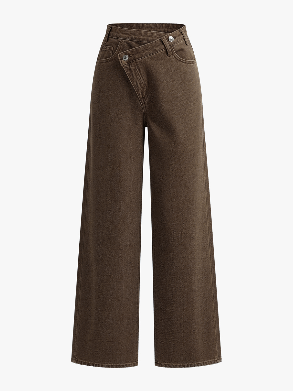 Jeans Anchos de Cintura Asimétrica