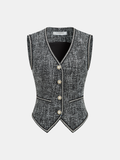 Tweed V-Neck Sleeveless Vest