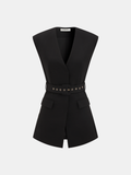 Sleeveless Belted Blazer Vest