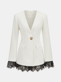 Lace Trim Metal Button Blazer