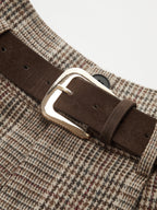 Shorts de Tweed Pata de Gallo con Cinturón y Cintura Alta