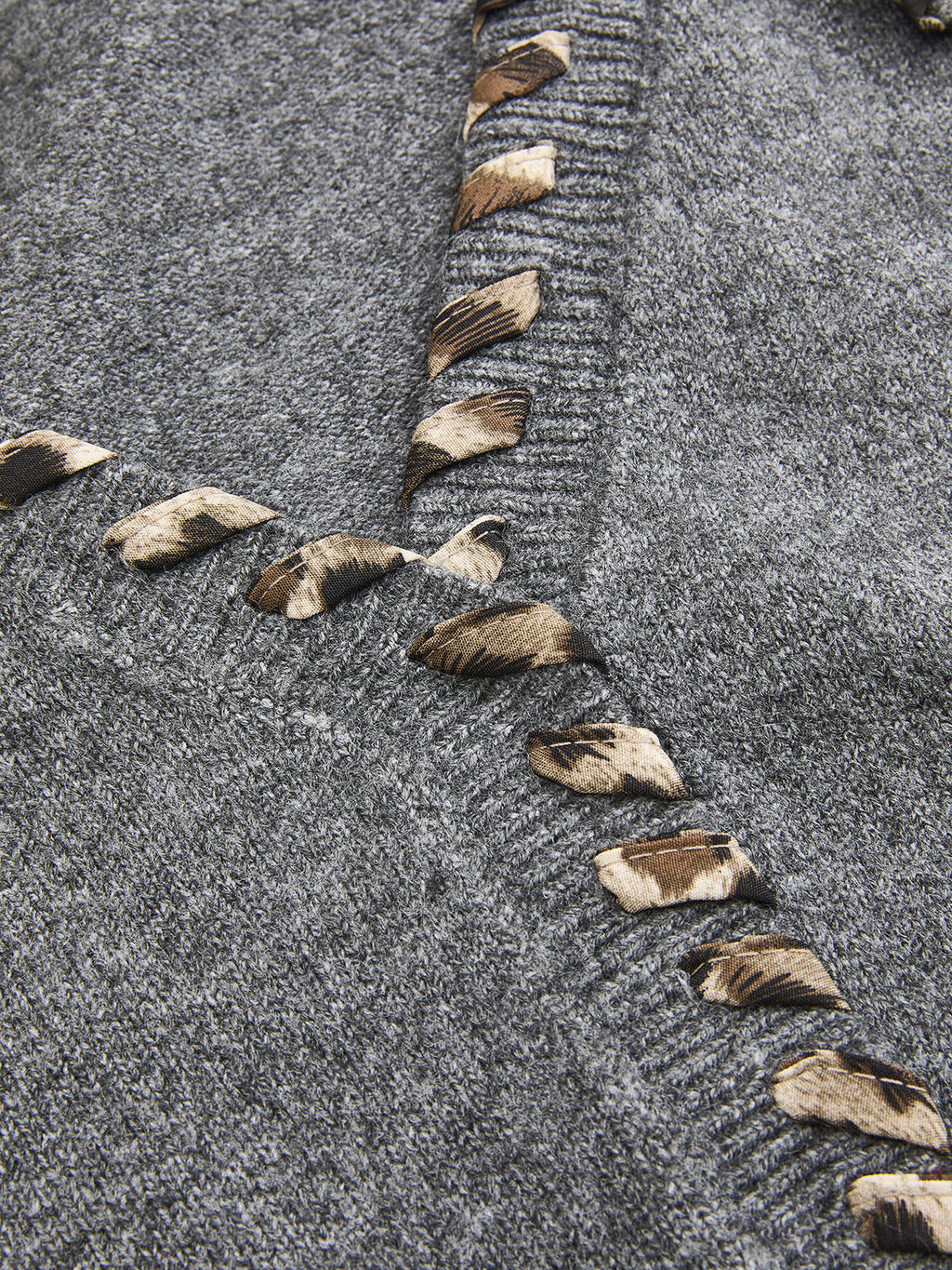 Lace-Up Trim V-Neck Cardigan